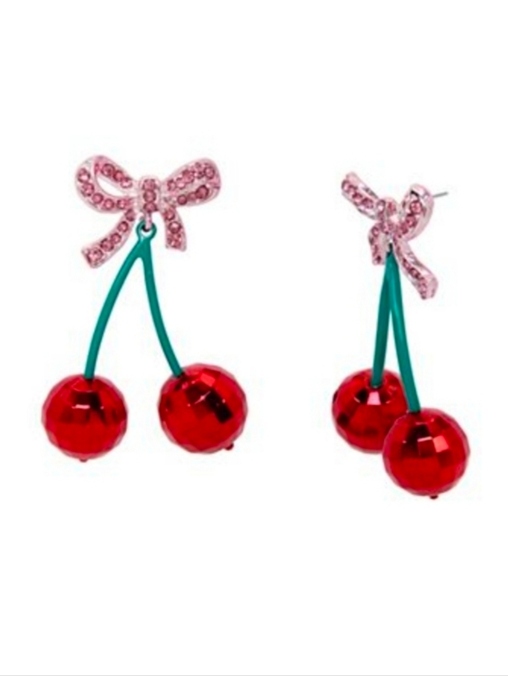 🏷 SALE! Betsey Johnson "Think Pink" Cherry Bow Drop Earrings
